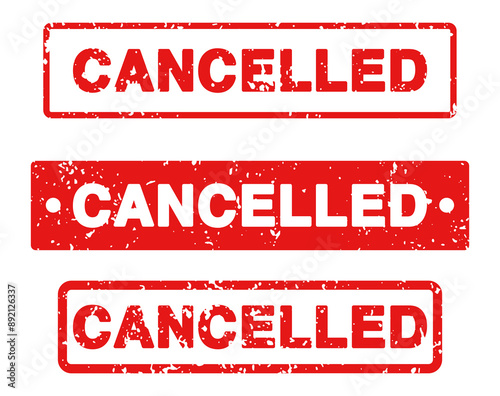 Cancelled Stamp Badge in Rubber Grunge Style for Event Cancelled or Postpone or Cancelled Sign and Cancel Icon in SVG Vector files