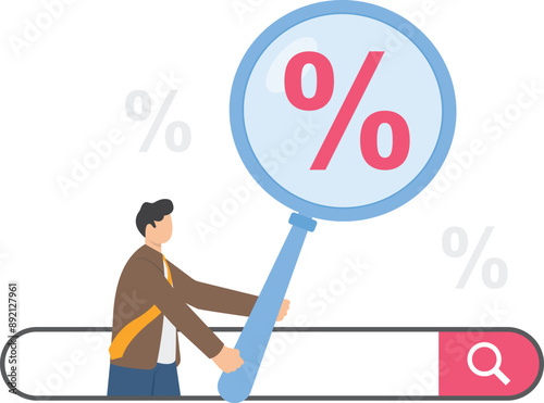 man on the searching bar. Search or research concept. Vector support girl flats are always ready to find necessary information. A metaphor for finding solutions for business.
