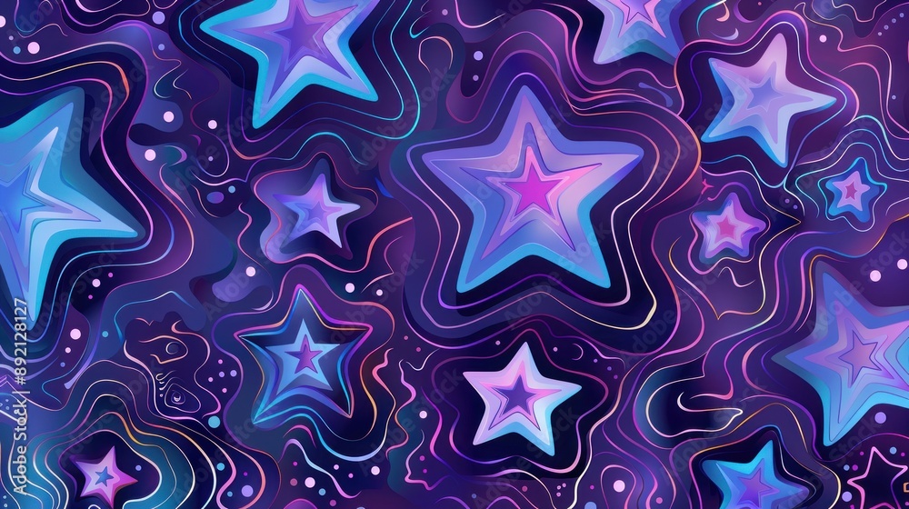 Abstract colorful background with many stars and swirls Abstract colorful background with many stars and swirls
