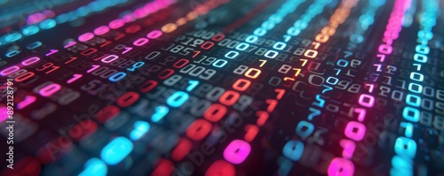 Wallpaper Mural Colorful Abstract Binary Code Display with Glowing Numbers. Torontodigital.ca