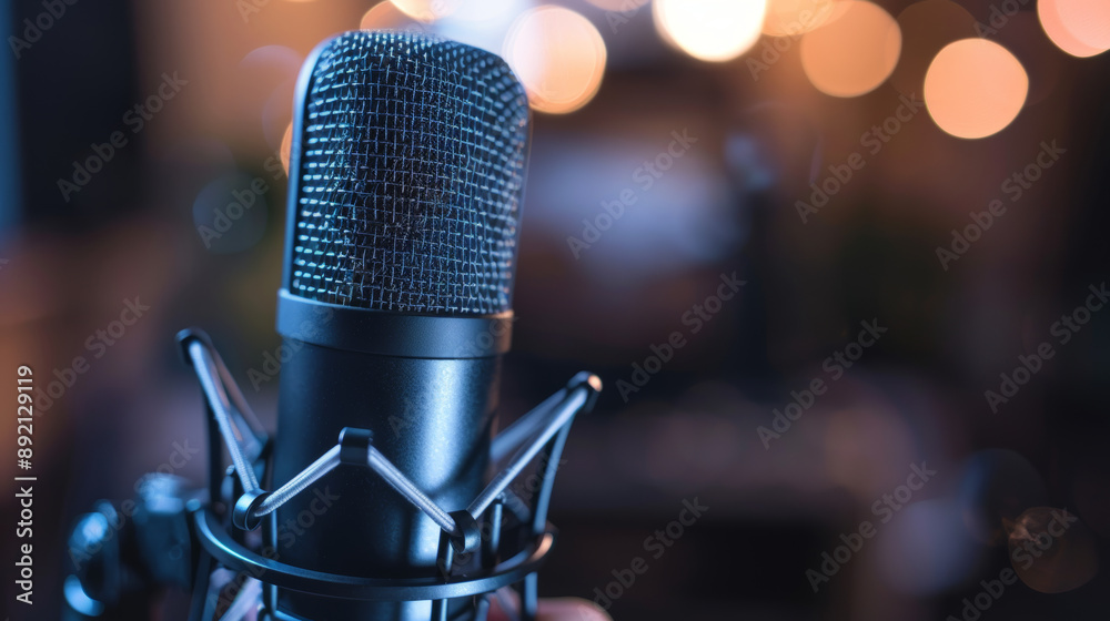 Microphone in hand, ready to interview. Microphone in hand, ready to interview.