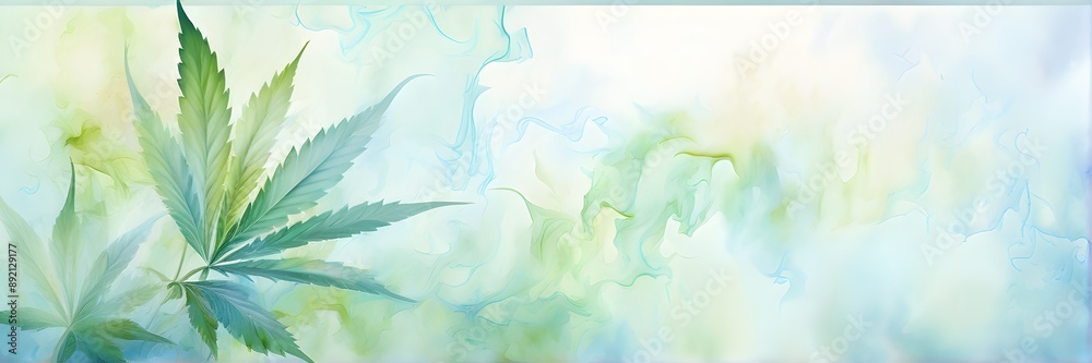 Fototapeta premium abstract painting symbolizing the tranquil impact of cannabis in swirling soft pastel hues