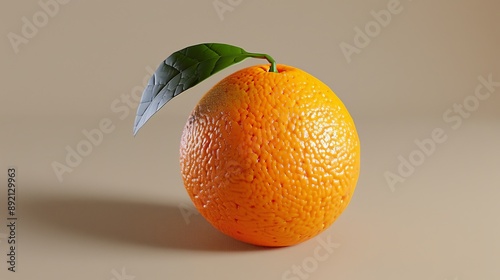 An image of an orange with textured skin and a stem  photo