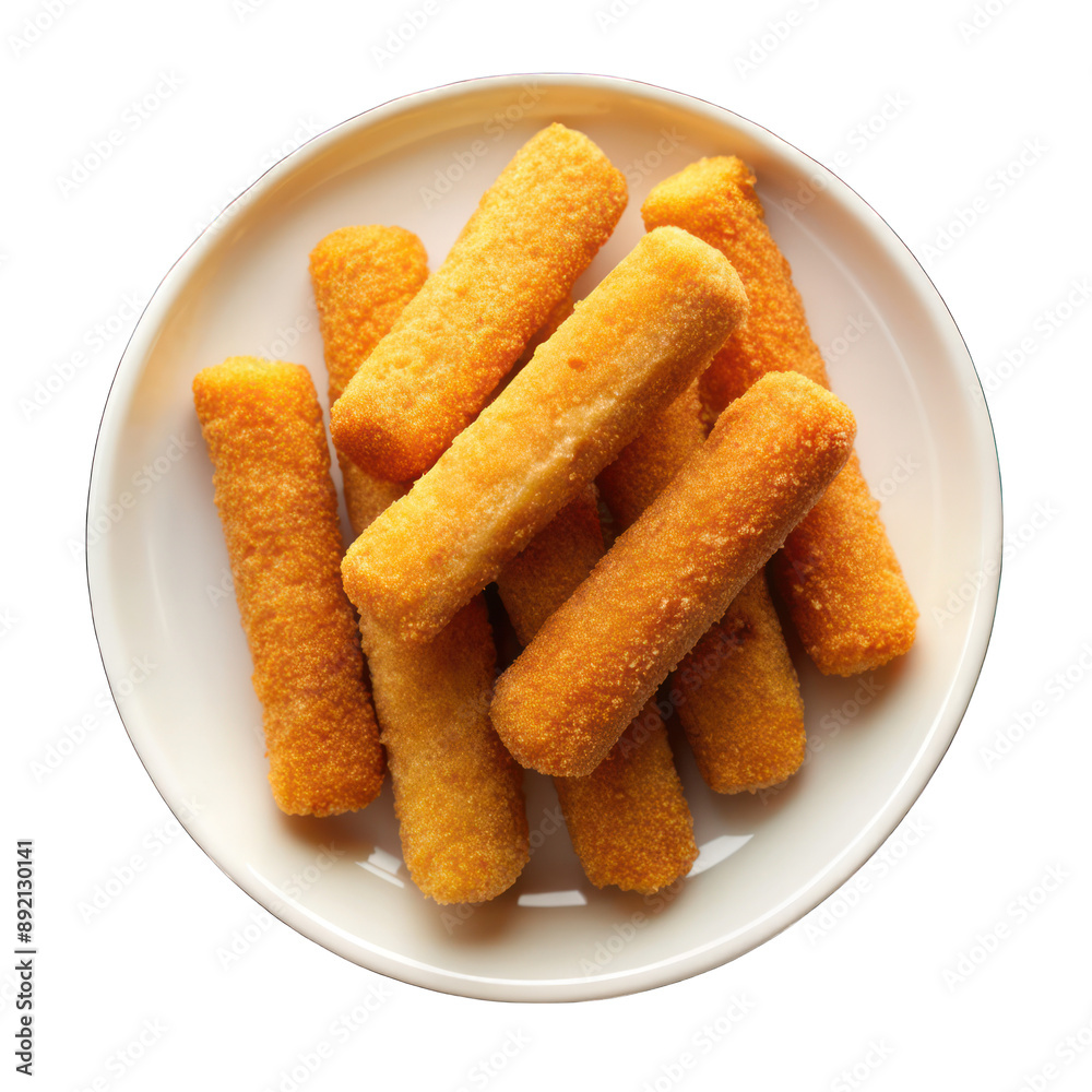Mozzarella sticks on a plat on white plate on transparent background Mozzarella sticks on a plat on white plate on transparent background