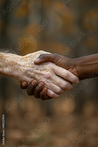 Intergenerational handshake portraying harmony across ages and ethnicities, perfect for a book cover design.