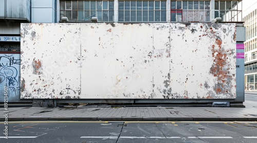 Fototapeta Naklejka Na Ścianę i Meble -  Creased Clear mockup glued sticker advertising 3d propaganda adhesive textured affiche wall art Blank mock Empty white canvas street rendering poster wheatpaste urban .