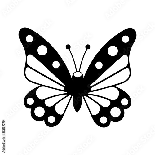 Simple vector illustration of butterfly, silhouette, icon, wings