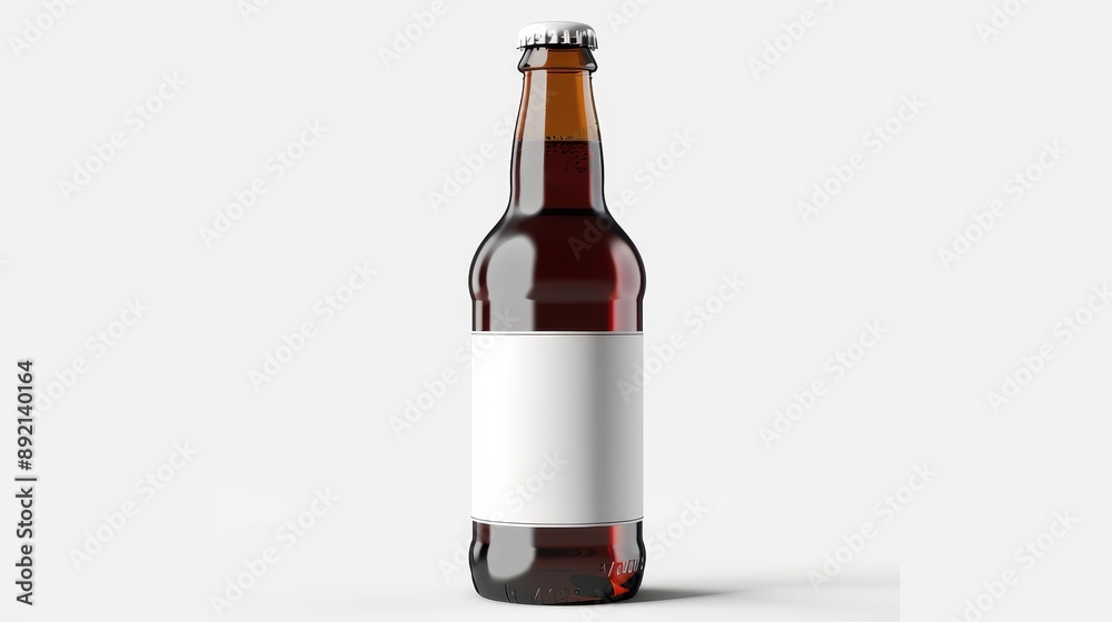Dark brown ale, cider, or soft drink bottle with placeholder label against a white background. Perfect for adding your own design. Dark brown ale, cider, or soft drink bottle with placeholder label against a white background. Perfect for adding your own design.