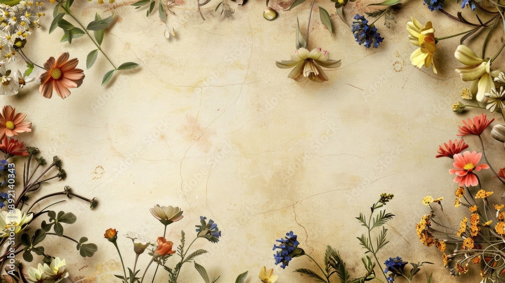 Floral encircled blank sheet