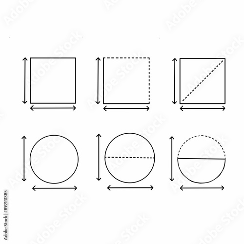 square meter icon with black lines. measuring land area symbols.