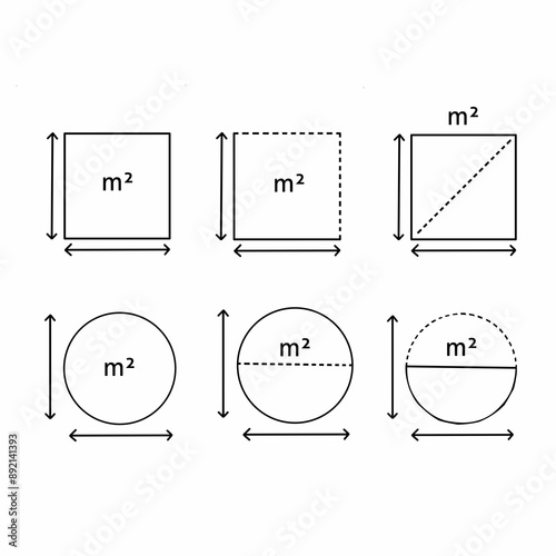 square meter icon with black lines. m2 sign. measuring land area symbols.
