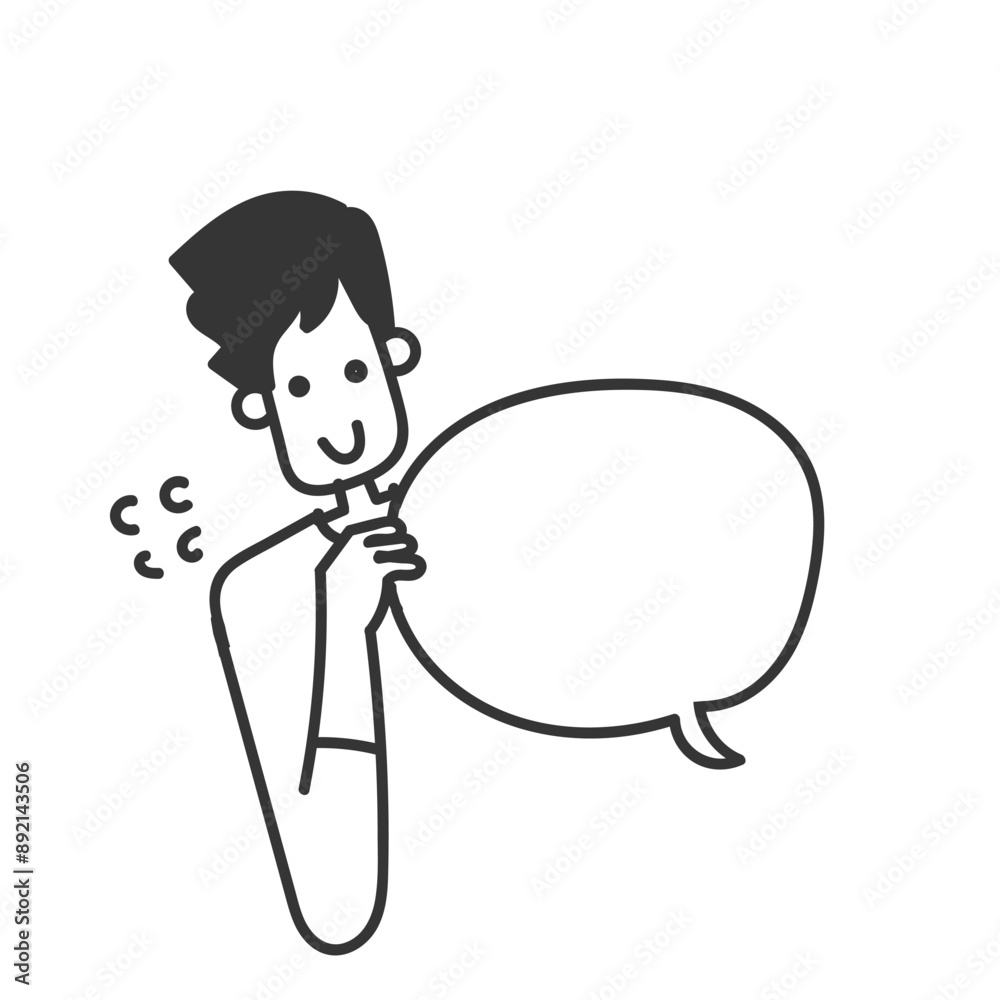 hand drawn doodle person holding blank bubble talk hand drawn doodle person holding blank bubble talk
