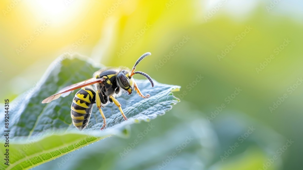 A wasp tears into a ripe fig with its mandibles. A wasp tears into a ripe fig with its mandibles.