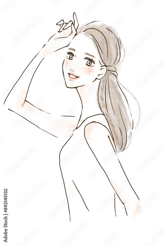 髪をなびかせる女性 日焼け対策
