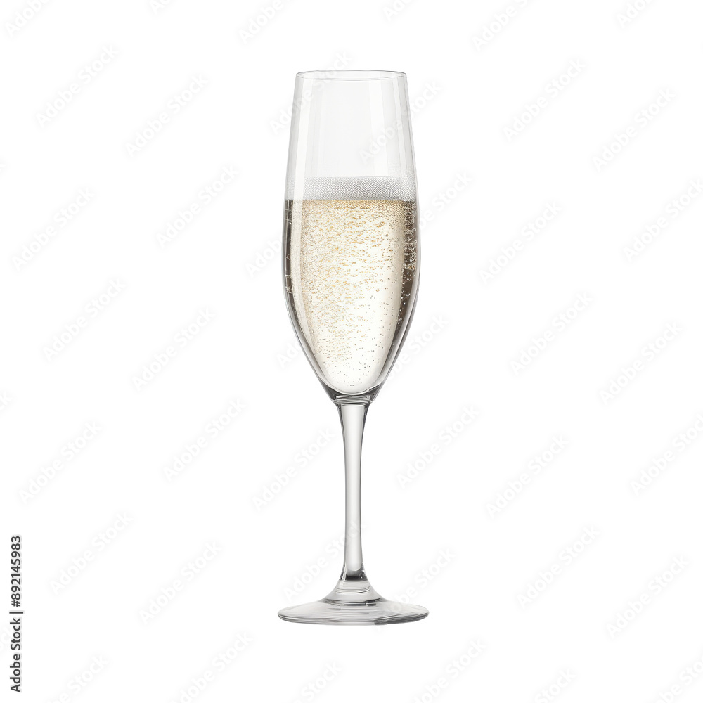 Isolated Transparent Champagne Glass Filled with Sparkling Beverage. Isolated Transparent Champagne Glass Filled with Sparkling Beverage.