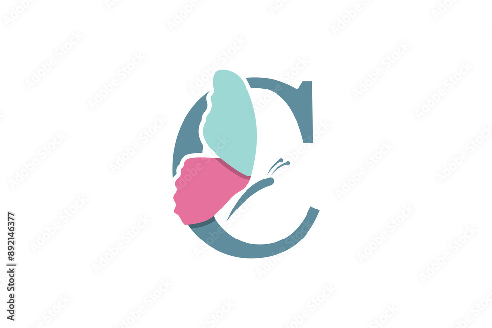 Fototapeta premium combination of an elegant butterfly design with the letter c
