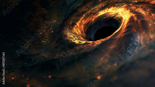 A black hole in the cosmos during the afternoon with warm, ambient lighting, close-up shot