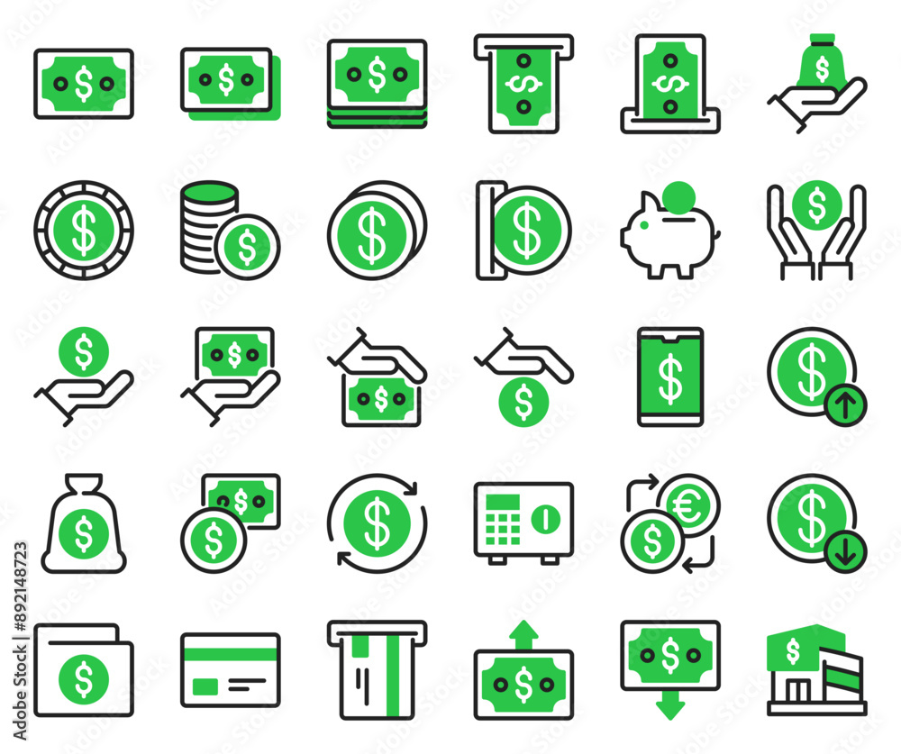 Money icon set in 30 different shape for business, finance, and sales Money icon set in 30 different shape for business, finance, and sales