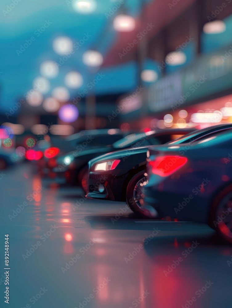 Abstract background of blurred new cars dealership place. Generative AI Abstract background of blurred new cars dealership place. Generative AI