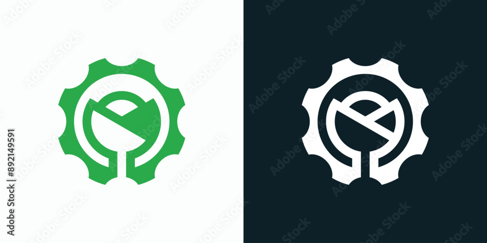 Environmentally friendly industrial gear shape vector logo design with modern, simple, clean and abstract style. Environmentally friendly industrial gear shape vector logo design with modern, simple, clean and abstract style.