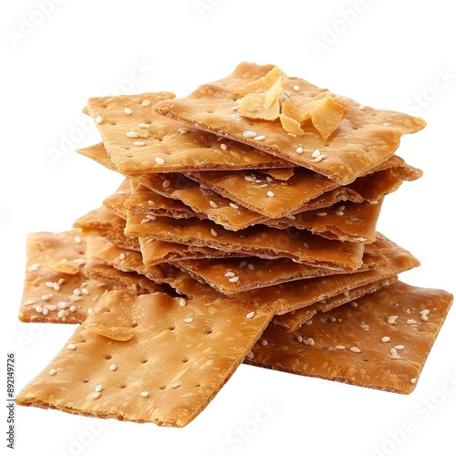 Isolated Stack of Crunchy Hardtack Biscuits with No Background.