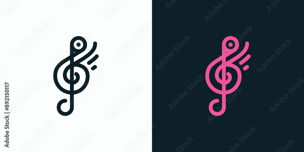 Musical note vector logo design in the shape of a flamingo bird in a modern, simple, clean and abstract style. Musical note vector logo design in the shape of a flamingo bird in a modern, simple, clean and abstract style.