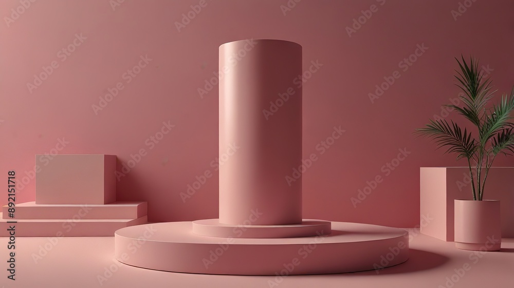 8K Product Showcase for demo display. 3d rendering. Round Podium Style. Pastel Color. 8K Product Showcase for demo display. 3d rendering. Round Podium Style. Pastel Color.