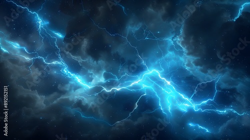 Blue glowing plasma lightning. 