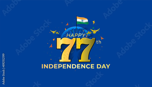 Happy independence day India. 3d letter with Indian flag. vector illustration design.