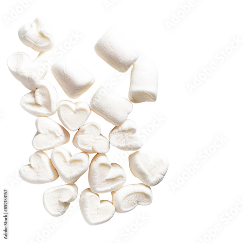 Isolated Mini Heart-Shaped Marshmallows in Different Sizes.