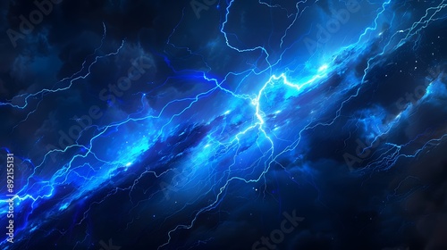 Wallpaper Mural Blue glowing plasma lightning.  Torontodigital.ca