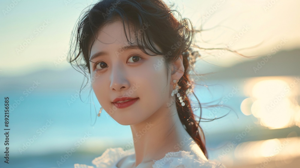 Generative AI: Cheerful Asian Woman in Summer Generative AI: Cheerful Asian Woman in Summer
