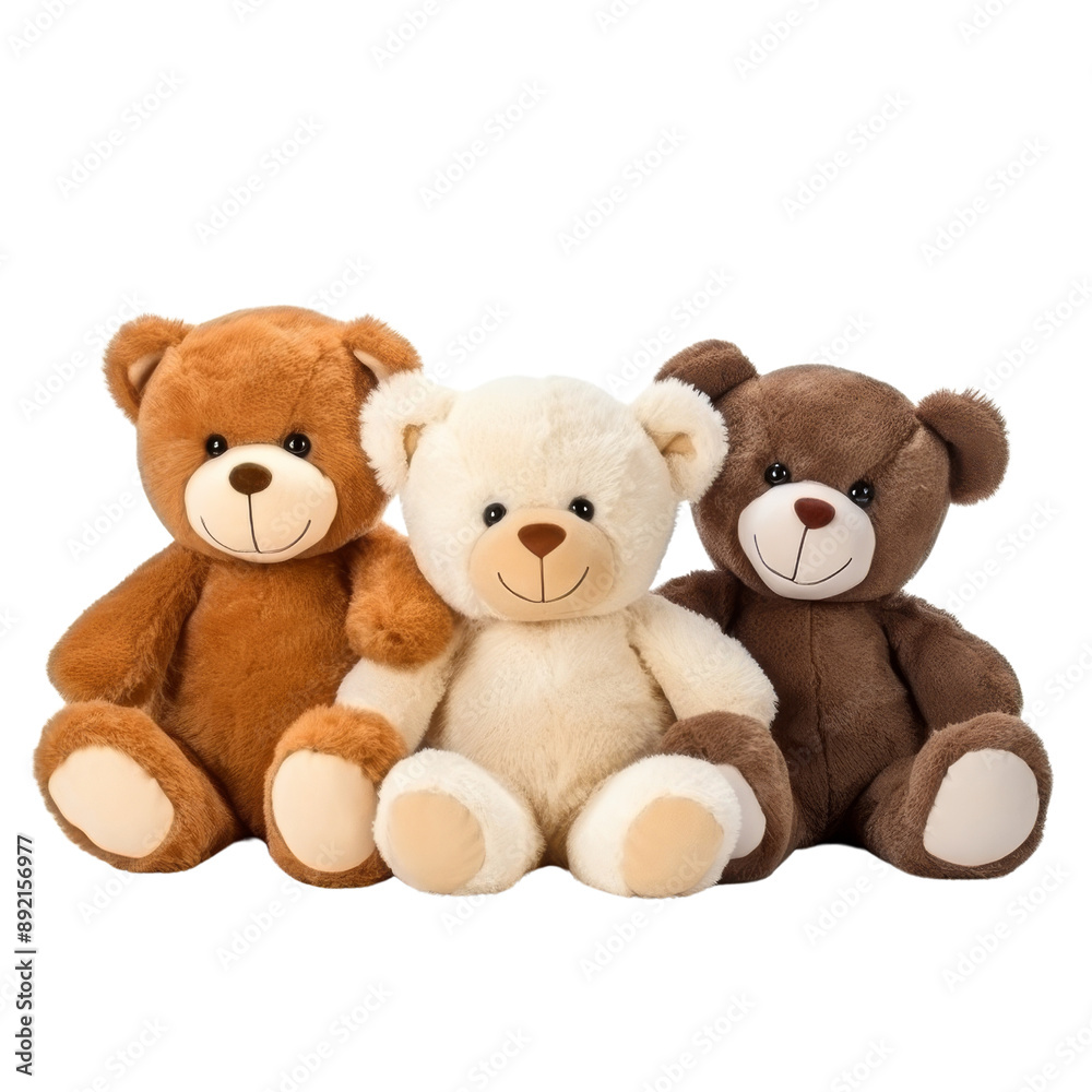 Group of Three Adorable Plush Teddy Bears Isolated Without Background. Group of Three Adorable Plush Teddy Bears Isolated Without Background.