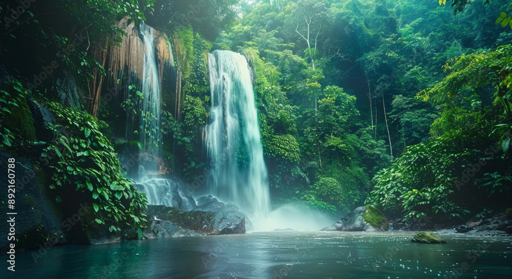 waterfalls in rainforest; beautiful natural wonder combining mountains, and waterfalls slot; river background with small waterfalls in tropical forest. waterfalls in rainforest; beautiful natural wonder combining mountains, and waterfalls slot; river background with small waterfalls in tropical forest.