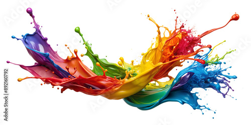 Splash of multi-colored paint on a transparent background, png