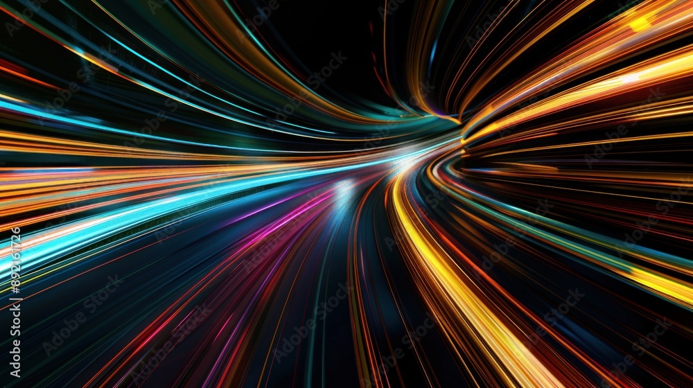 Abstract colorful swirling light display that seems to be moving through a tunnel Abstract colorful swirling light display that seems to be moving through a tunnel