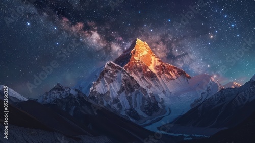 beautiful everest moutain with Milky Way Galaxy background
