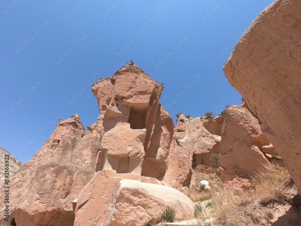 Fototapeta premium Carved rock in Cappadocia, Türkiye