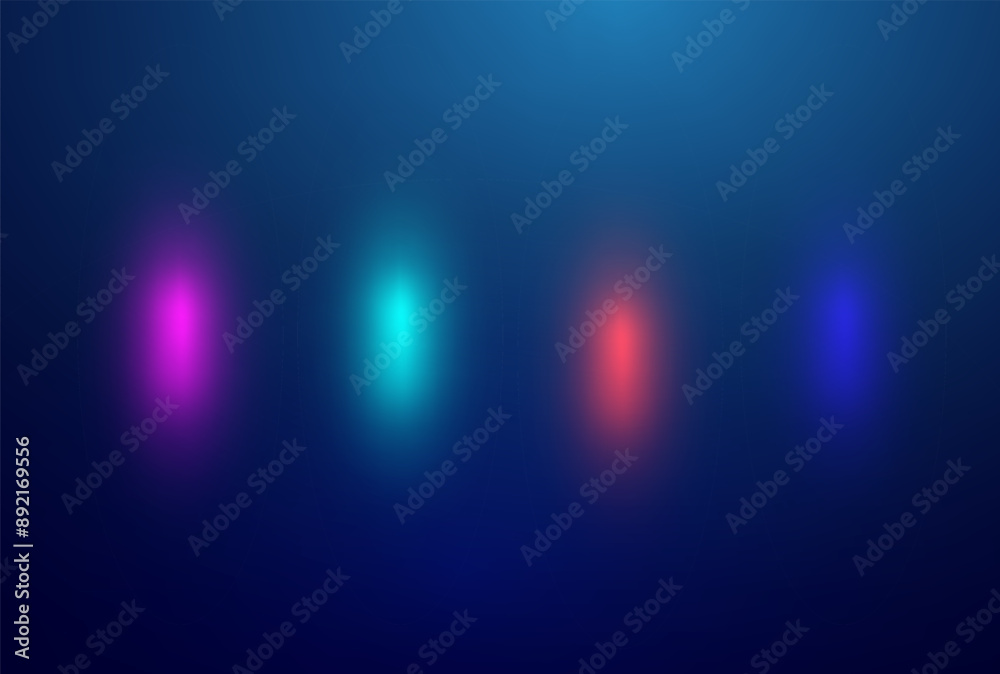 Colorful light orbs on a blue background