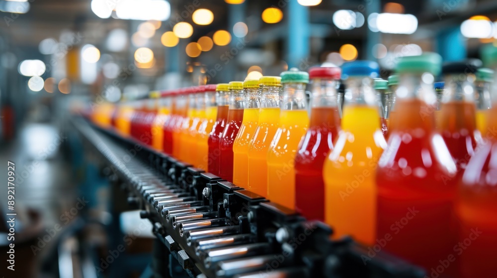 product bottles fruit juice on the conveyor belt in the beverage factory, industrial, manufacture, production, line, plant, technology, juice, machine, machinery, equipment, automated product bottles fruit juice on the conveyor belt in the beverage factory, industrial, manufacture, production, line, plant, technology, juice, machine, machinery, equipment, automated