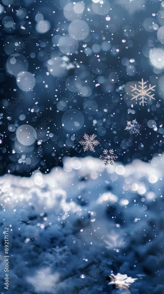 A snowflake is falling from the sky and is surrounded by other snowflakes. The sky is blue and the snow is falling. A snowflake is falling from the sky and is surrounded by other snowflakes. The sky is blue and the snow is falling.