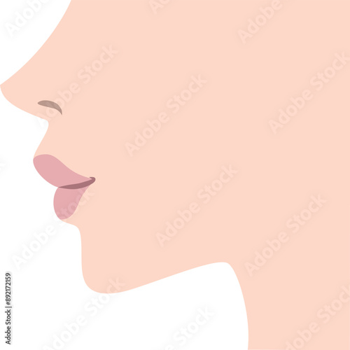 横から見たきれいな横顔の女性のアップのイラスト