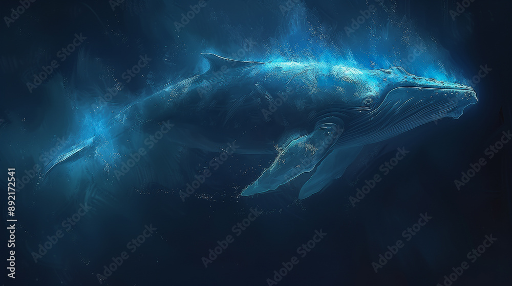 Fototapeta premium Enigmatic Blue Humpback Whale Underwater..