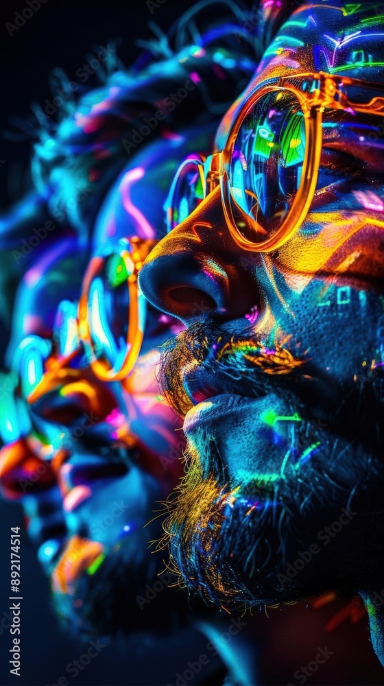 A Close-up Shot of a Futuristic group of people with dynamic textures A Close-up Shot of a Futuristic group of people with dynamic textures