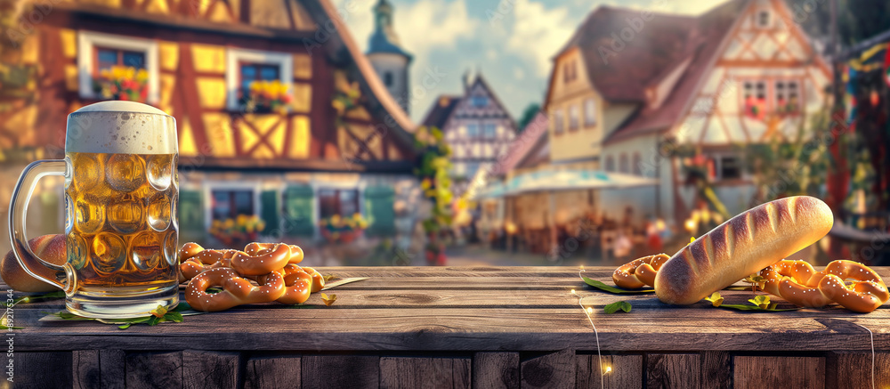 Oktoberfest German Celebration Product Display: Beer, Weißwurst & Pretzel Tabletop Oktoberfest German Celebration Product Display: Beer, Weißwurst & Pretzel Tabletop