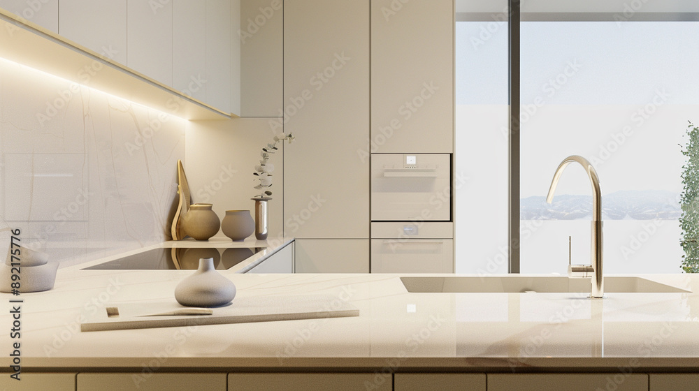 modern kitchen interiors featuring sleek cabinetry, minimalist designs