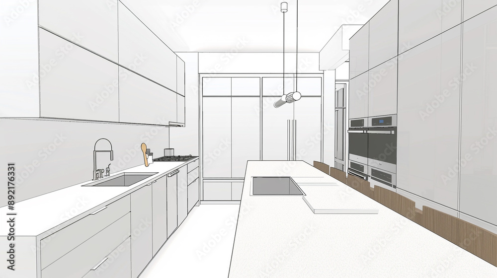 modern kitchen interiors featuring sleek cabinetry, minimalist designs