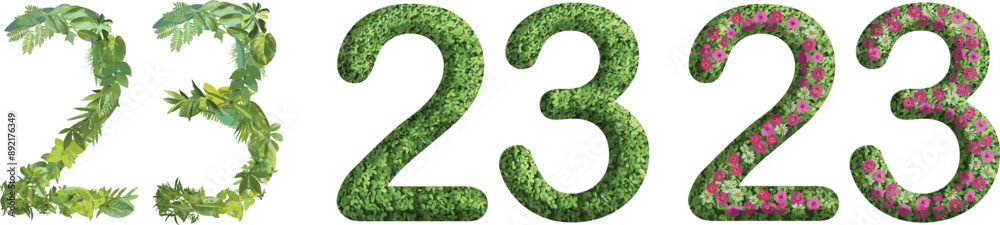 23, design made from green grass, leaves and flower, .suitable for birthday, anniversary and memorial day templates, go green concept
23, design made from green grass, leaves and flower, .suitable for birthday, anniversary and memorial day templates, go green concept