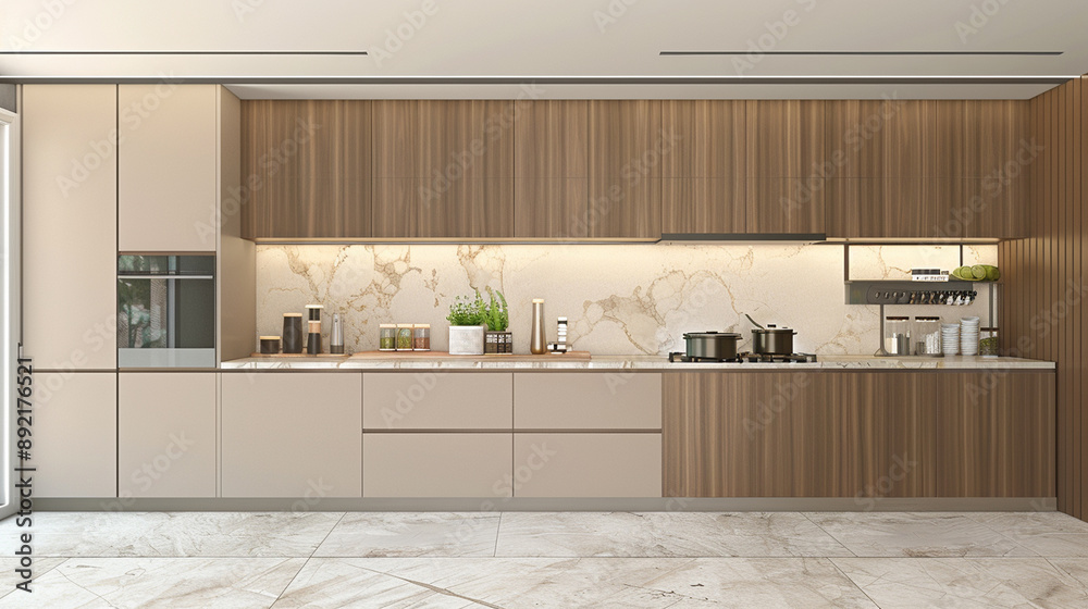 modern kitchen interiors featuring sleek cabinetry, minimalist designs