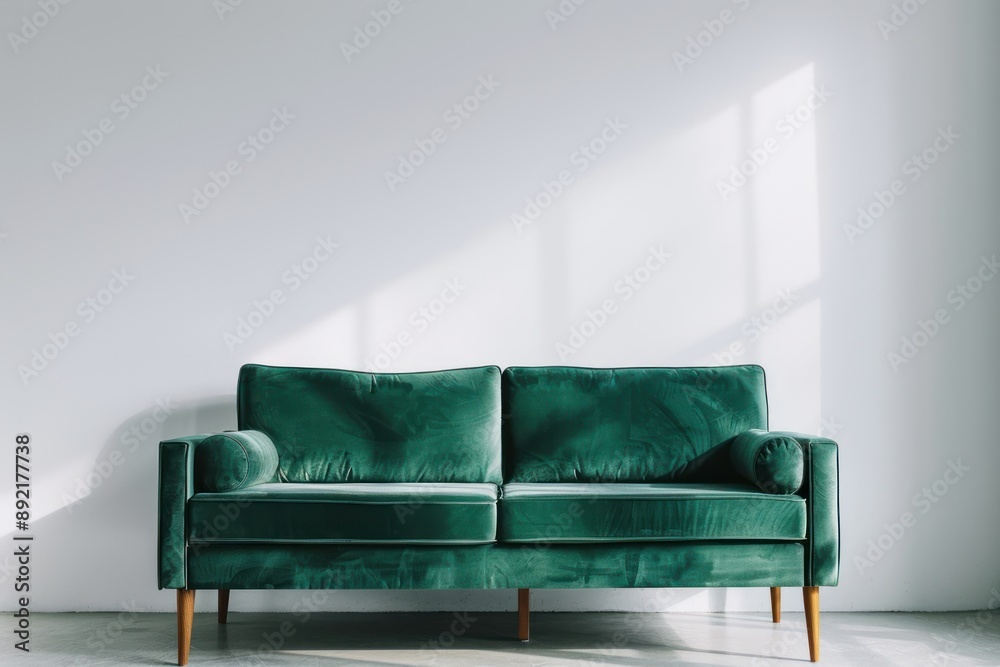 an image of a modern minimalists design sofa in front of white wall an image of a modern minimalists design sofa in front of white wall